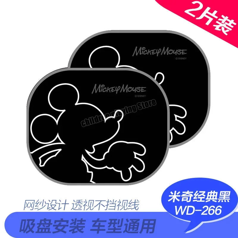 2pcs Disney Mickey Mouse Car Curtain Car Accessories Front Window Sunshade  Shades Rear Window Sunshades Cover Mesh Visor Shield