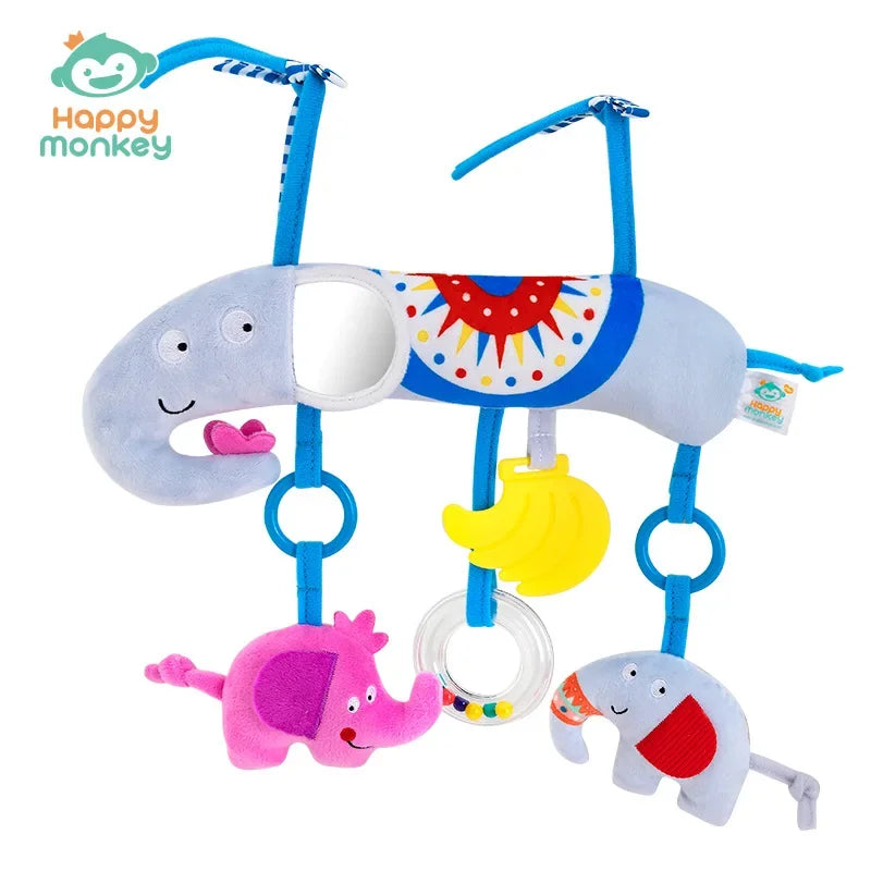 Baby Hanging Rattle Toys Plush Soft Animal Stuffed Handbells Educational Infant Development Handle Toys for Stroller Crib
