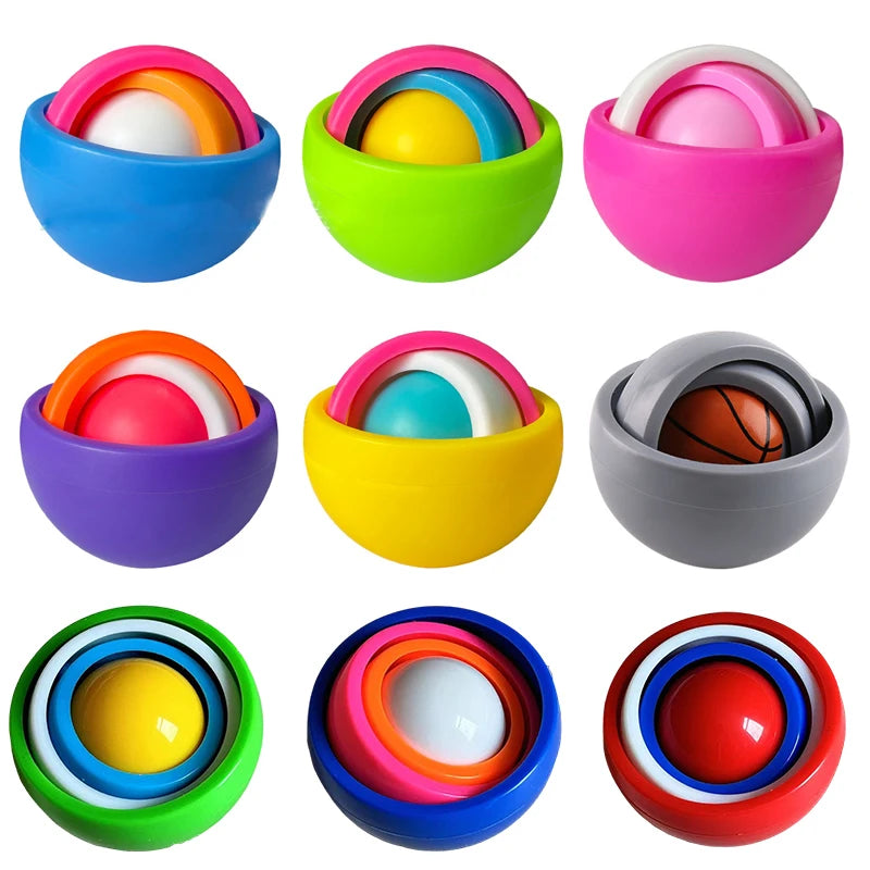 Raibow Fingertip Ball Spinner Fidget ADHD Autism Relieve Stress Finger Gyro Spinner Funny Infinite Flip 3D Ball for Kids Adult