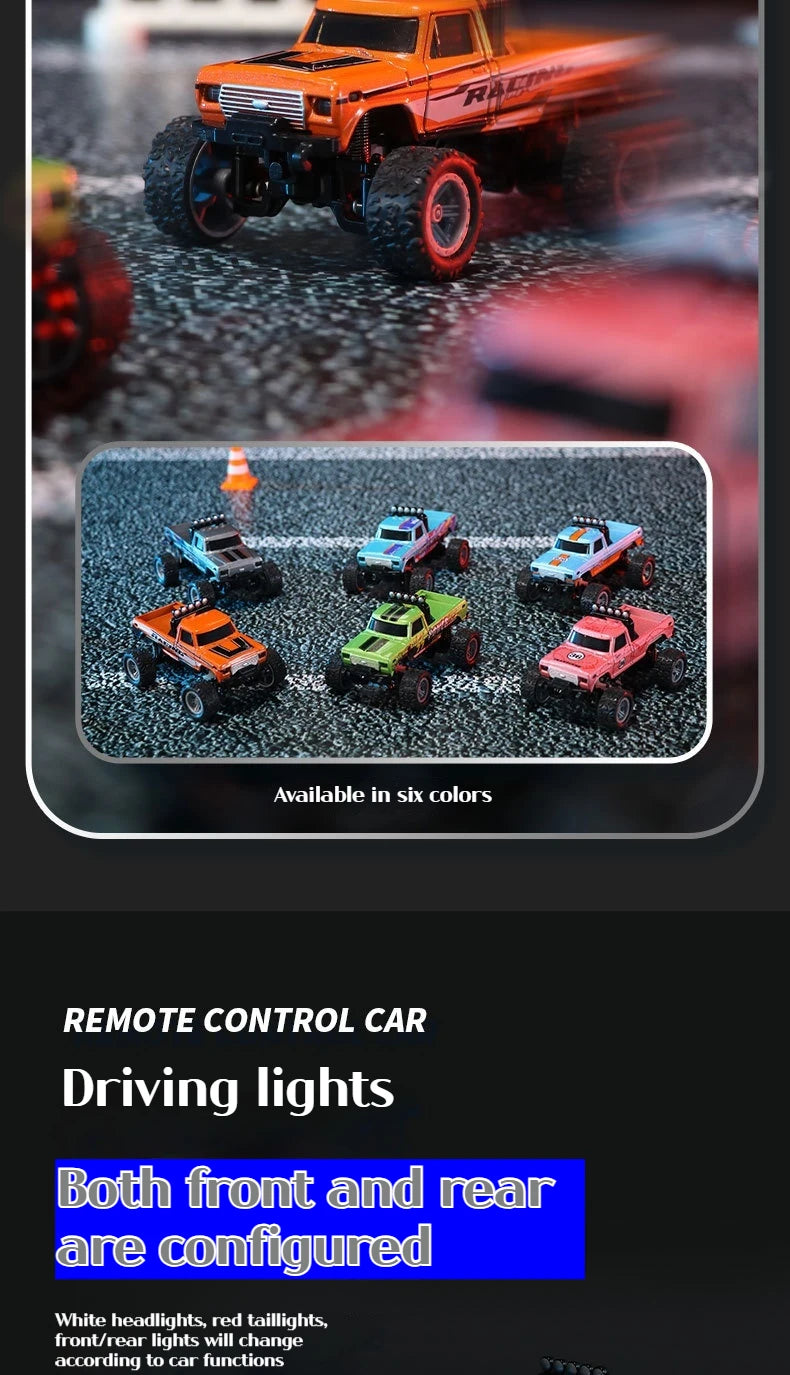 1:64 Speed Mini Off-Road Remote Control Car Alloy Cool Lighting Shock Absorption Children's Desktop Competition Toy Small Gift