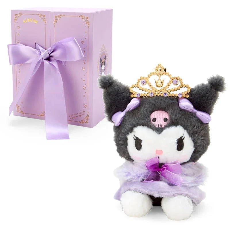 Sanrio Cartoon Diamond Sparkle Crown Collection Kitty Cat Kurumi Cinnamoroll Mymelody Kuromi Plush Anime Toys for Girl Gift