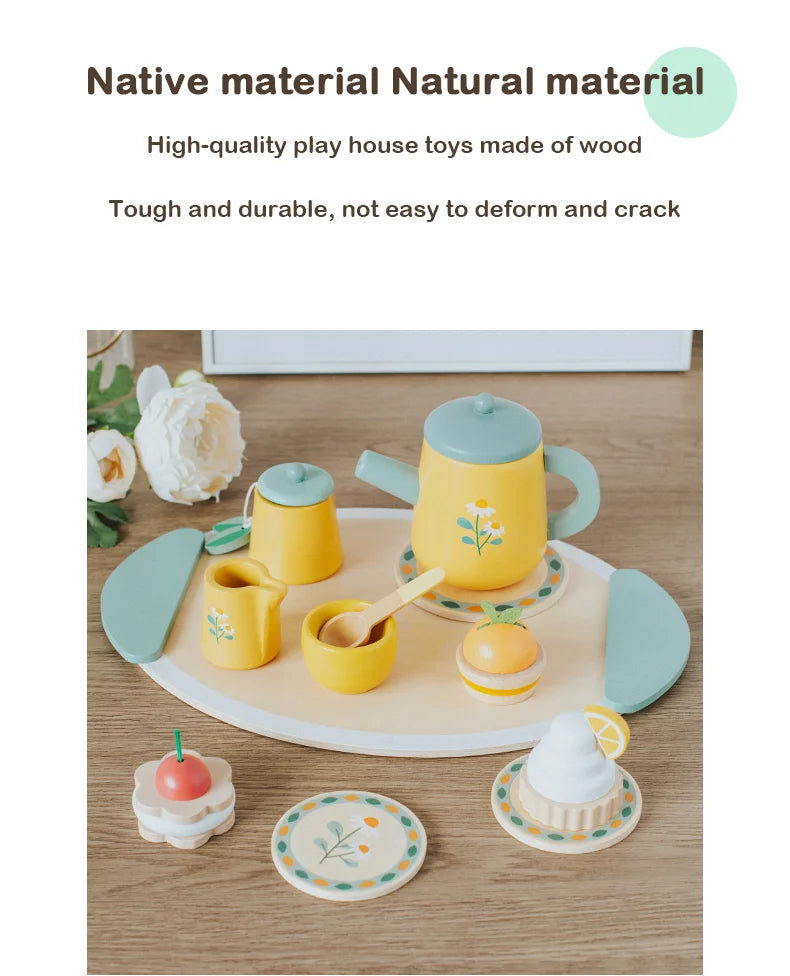 Children's Simulation Royal Afternoon Tea Toys, Early Learning Educational Toys, Wooden Simulation Dessert Cake, Role Playing