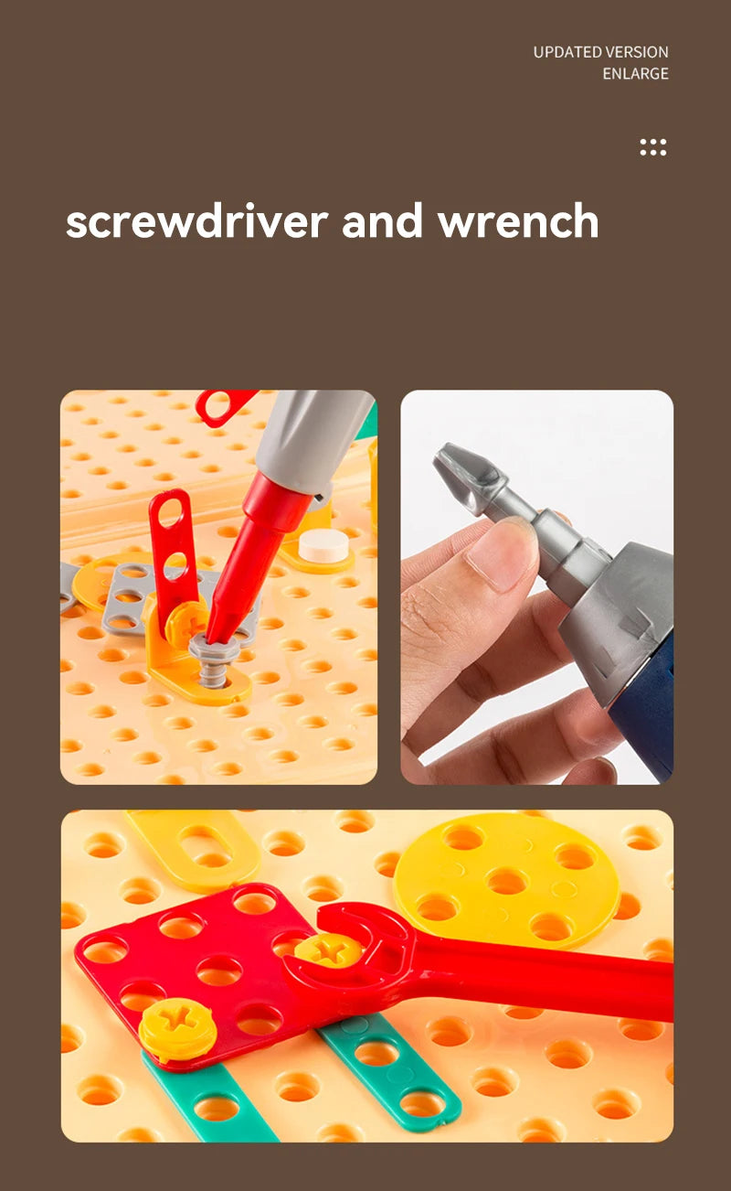 Children Electric Drill Toolbox Driller Games Tool Toy for Boys 4 6 Years Old Montessori Screw Puzzle Kid Pretend Play Toys Gift