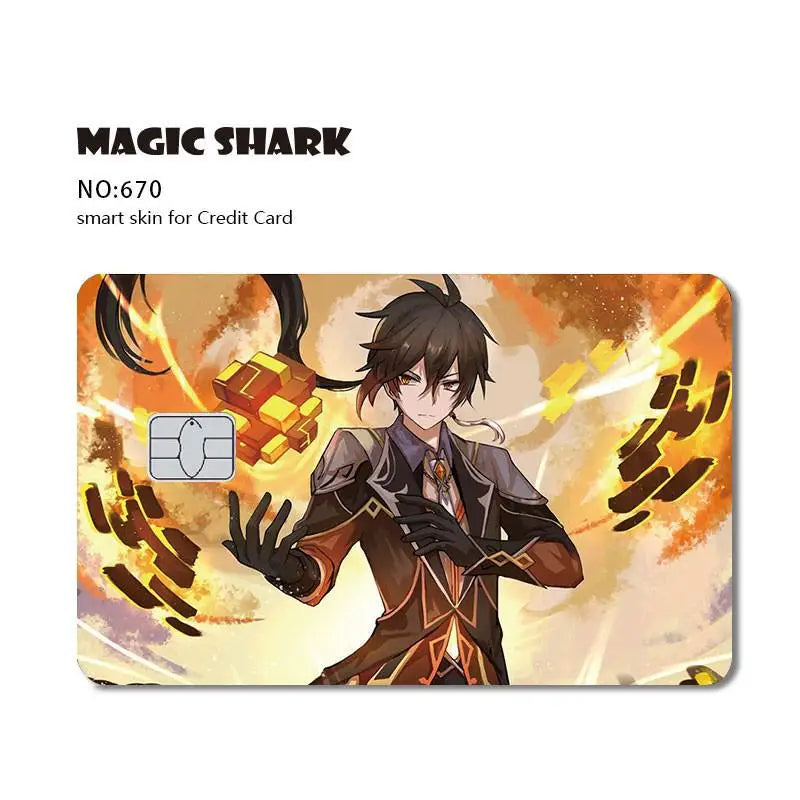 Magic Shark Anime Cartoon Game Save Money Pig Case Cover Film Skin Sticker for Small Chip Credit Card Bus Card