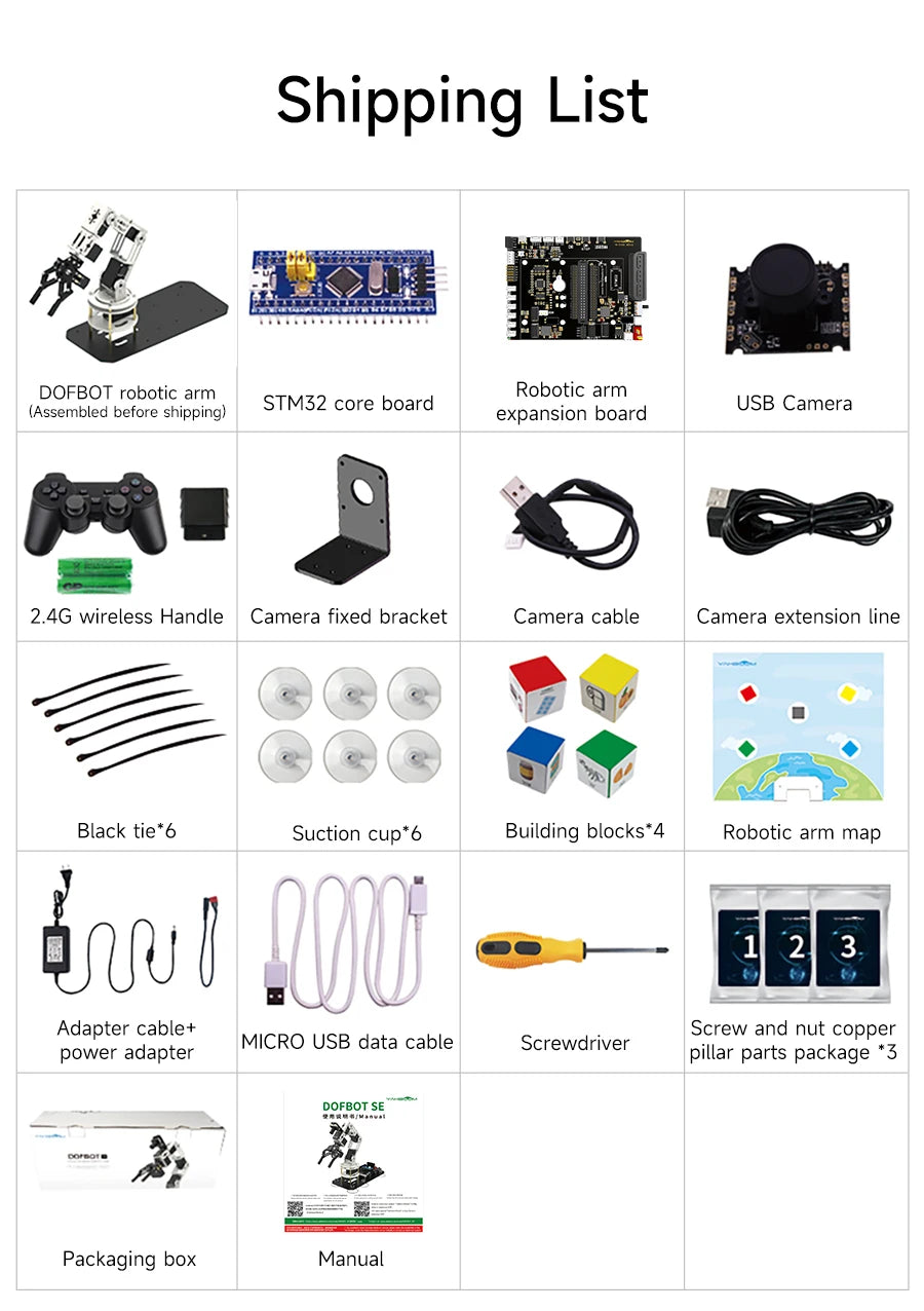 DOFBOT SE AI Vision Robotic Arm Virtual Machine Version 6DOF with ROS System Use Python Programming  For Windows Computer