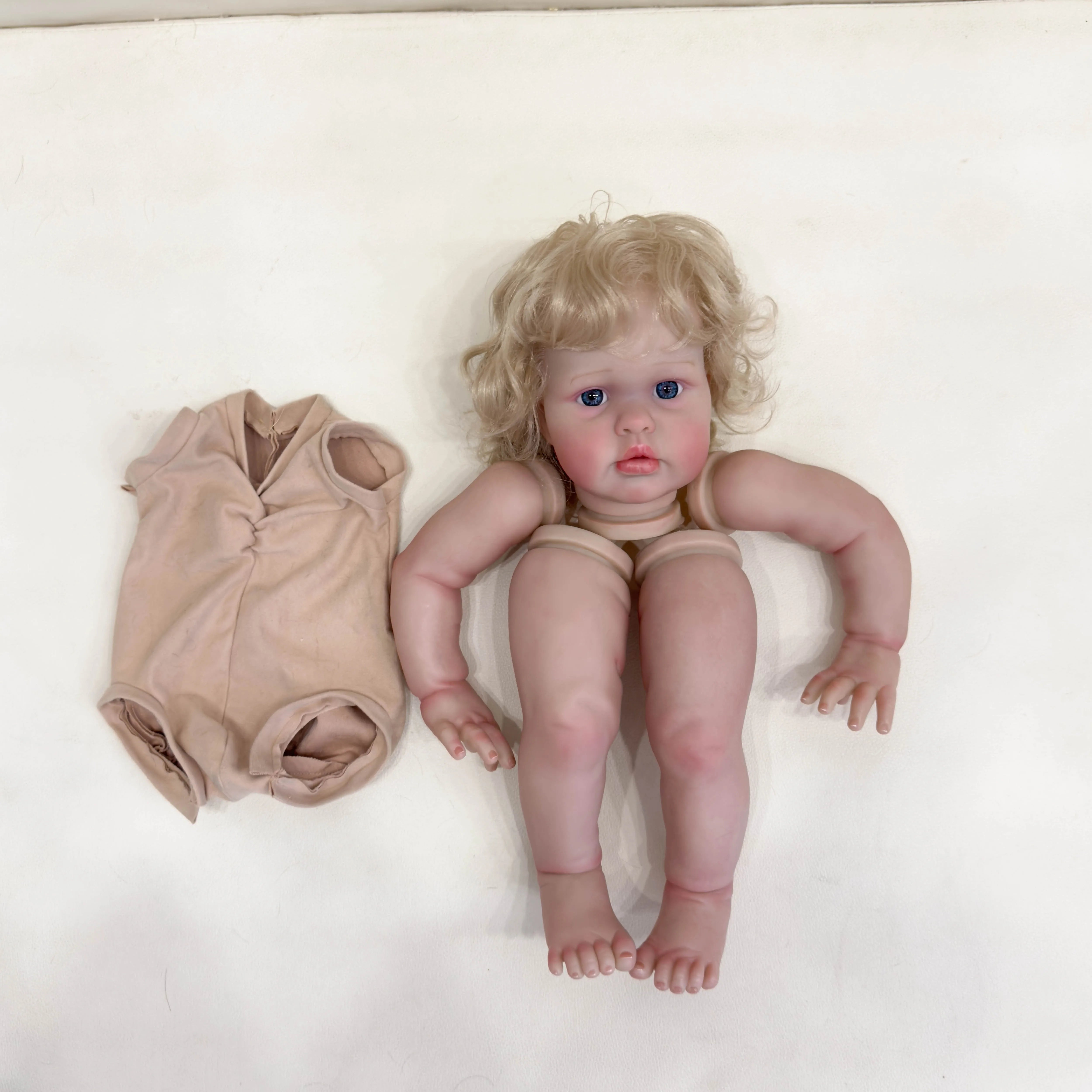 NPK 24inch Reborn Doll kit Ellie painted Doll kit Unfinished Doll parts with Hand Rooted Hair Lifelike doll