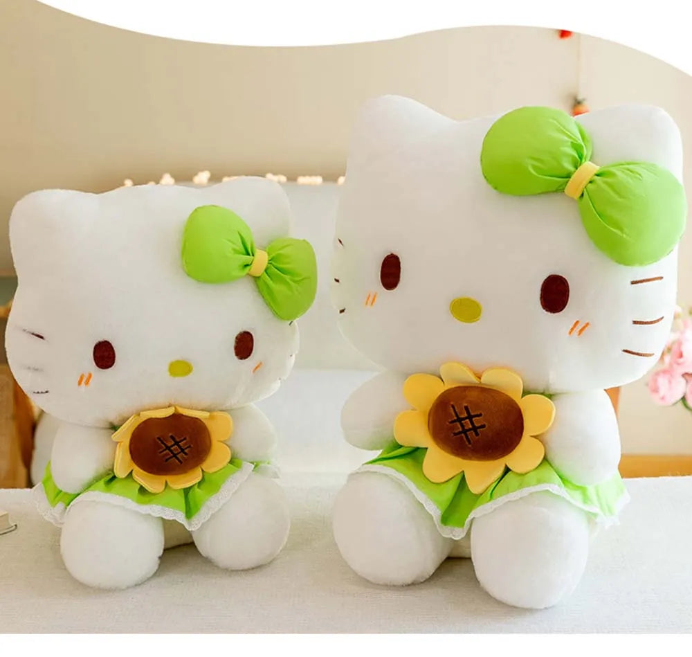 35CM Kawaii Sanrio Plush Toy Hello KItty Doll Plush Toy Cute KT Cat Sunflower Plushies Pillow Birthday Gift Home Decoration