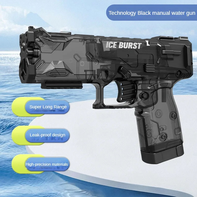 Portable Water Gun Children Manual Ice Burst Automatic Reloading Waterguns Summer Outdoor Pool Garden Fight Games Toys for Kids
