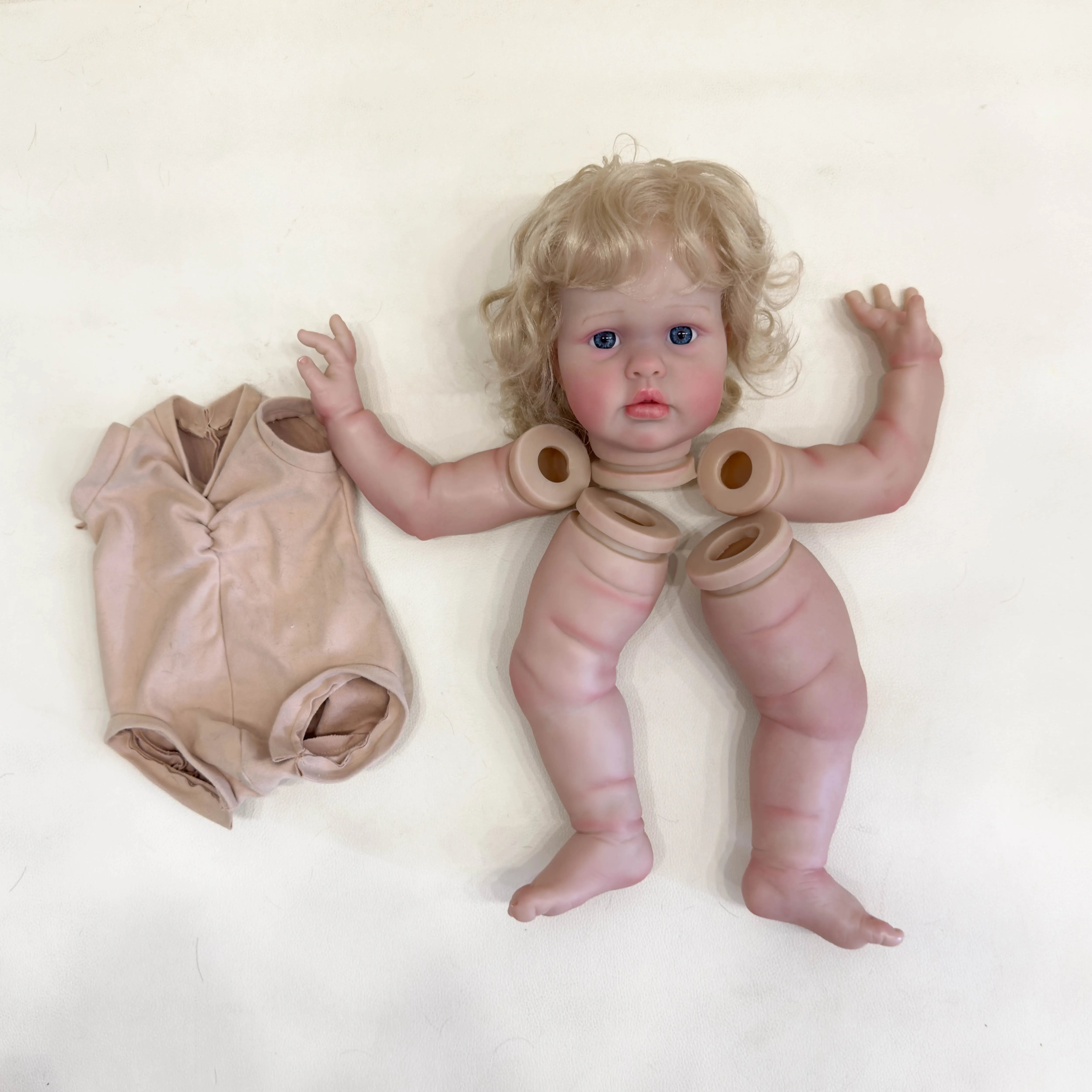 NPK 24inch Reborn Doll kit Ellie painted Doll kit Unfinished Doll parts with Hand Rooted Hair Lifelike doll