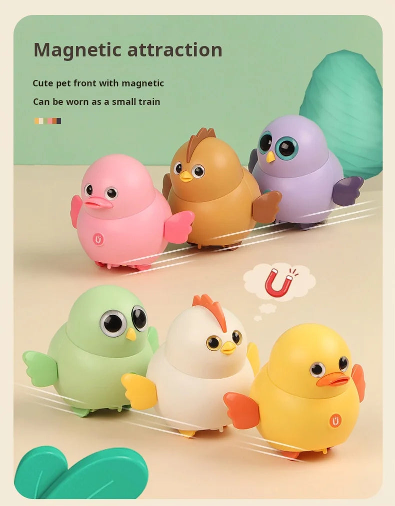 Montessori Baby Toy Power-driven Wobble Chicken Pet Squad Magnet Crawl Wobbler Duck Children Toys