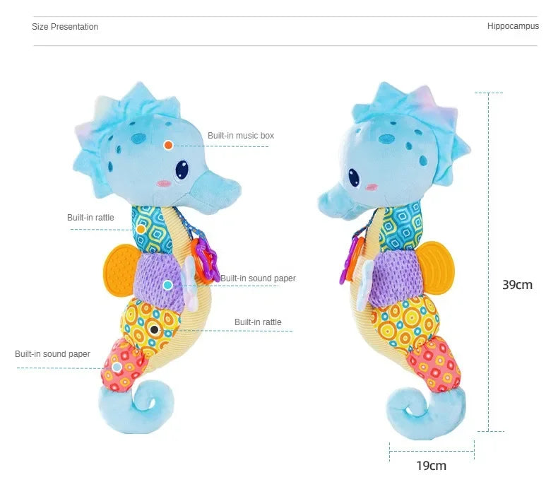 Baby Hanging Rattle Toys Plush Soft Animal Stuffed Handbells Educational Infant Development Handle Toys for Stroller Crib
