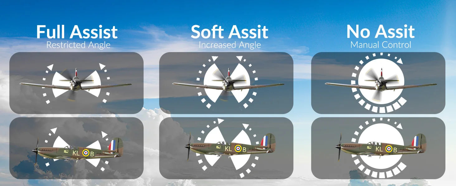 Spitfire RC Plane 2.4G 4CH  EPP 400mm Fixed Wingspan Remote Control Fighter One-key Aerobatic RTF 761-12 RC Aircraft