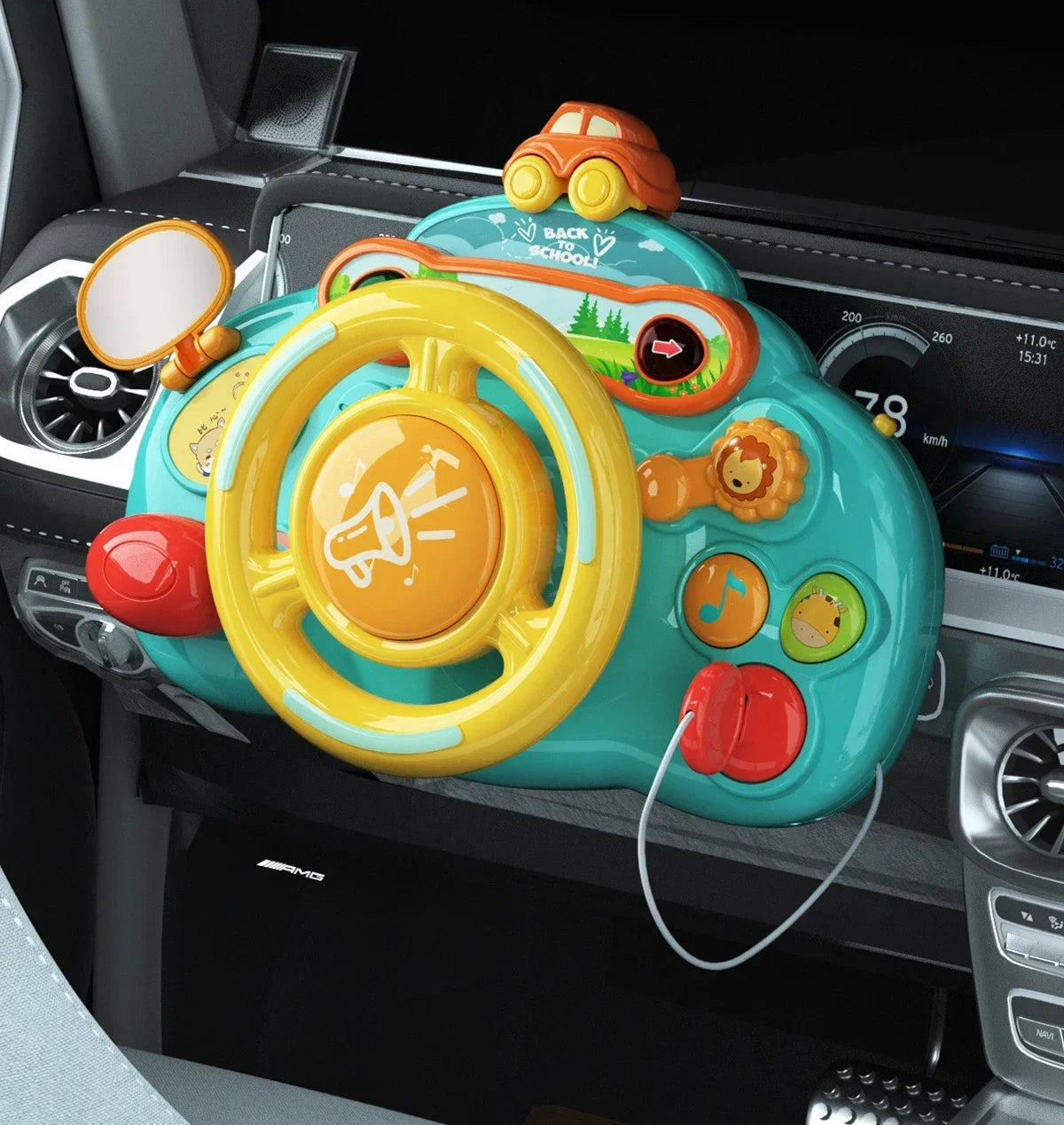 Baby Toy Electric Simulate Driving Car Copilot Steering Wheel Stroller Driving Early Educational Toys for 0-36 Months Toddler