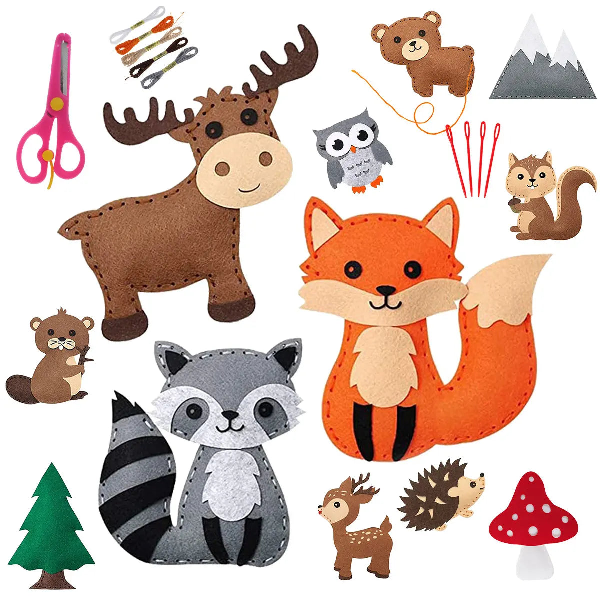 Kids Sewing Kit Fine Motor Skills DIY Fun Felt Animals Handmade Sewing Set Children Educational Toys Birthday Christmas Gifts