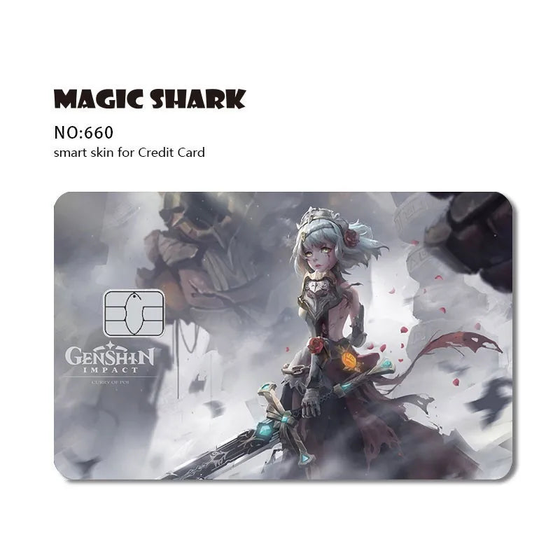 Magic Shark Anime Cartoon Game Save Money Pig Case Cover Film Skin Sticker for Small Chip Credit Card Bus Card