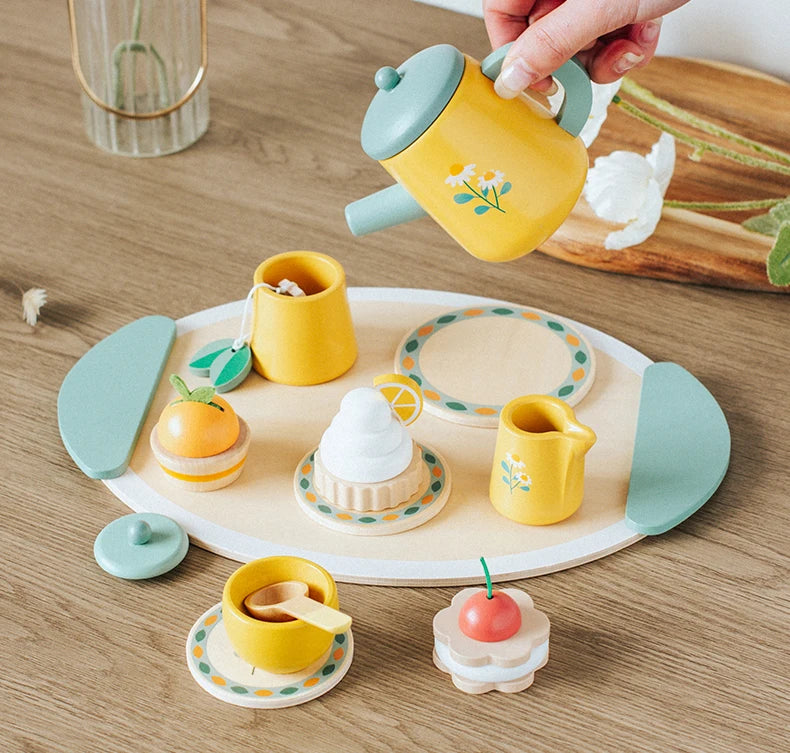 Children's Simulation Royal Afternoon Tea Toys, Early Learning Educational Toys, Wooden Simulation Dessert Cake, Role Playing
