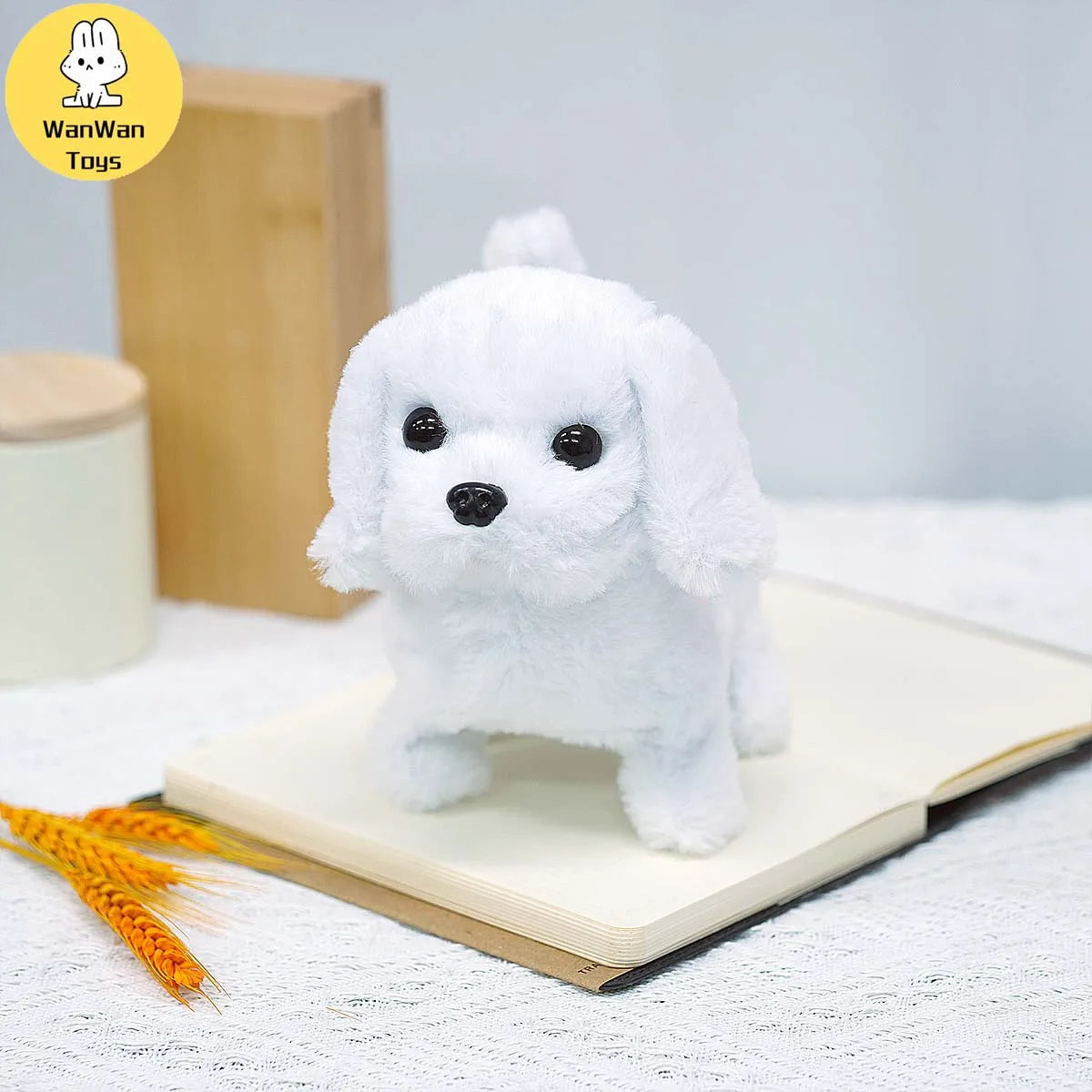 Realistic Electric Imitation Big Dog Puppy Plush Toy Cute Puppy Walking Barking Wagging Tail Stuffed Animal Plush Doll
