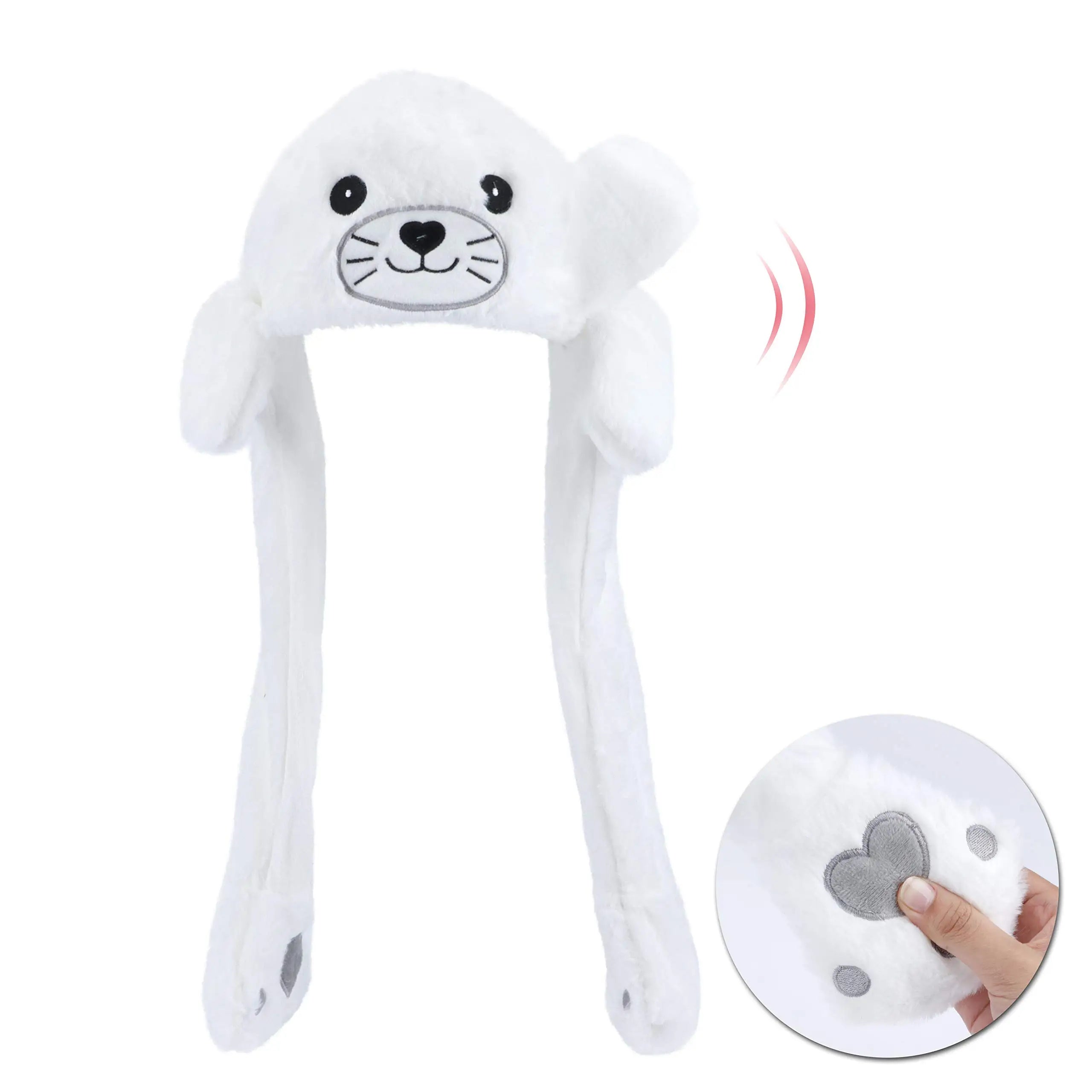 Ear Moving Bunny Hat Cute Costume Cosplay Party Funny Cartoon Game Hat Plush Jumping up Ear Move Hat Novelty Cap for Kids Adult