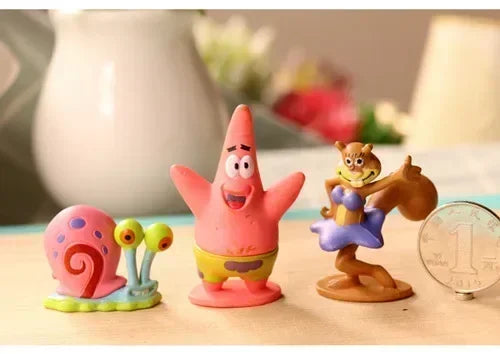 6pcs/set 5.6CM Spongebob Action Figures Cartoon Movie Mini Dolls Children Birthday Gifts Set