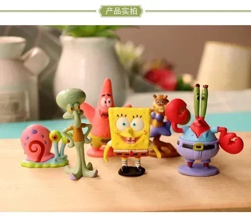 6pcs/set 5.6CM Spongebob Action Figures Cartoon Movie Mini Dolls Children Birthday Gifts Set