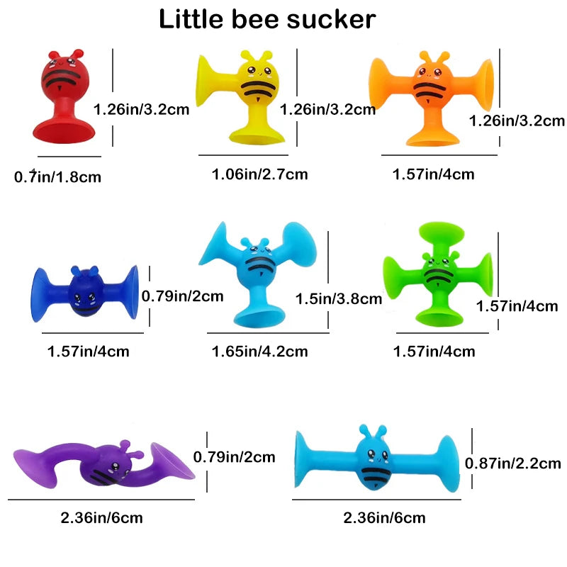 Small Bees Suction Cup Toys Set,Soft Building Blocks Pop Sucker,Parent-child Interactive Game, Window Bath Toys