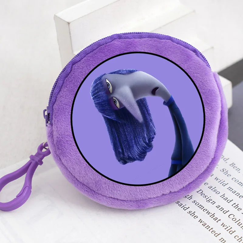 Disney Cartoon Movie Plush Coin Purse Inside Outs 2 Mini Pouch Portable Cute Round Wallet Key Organizer Kids Birthday Gifts