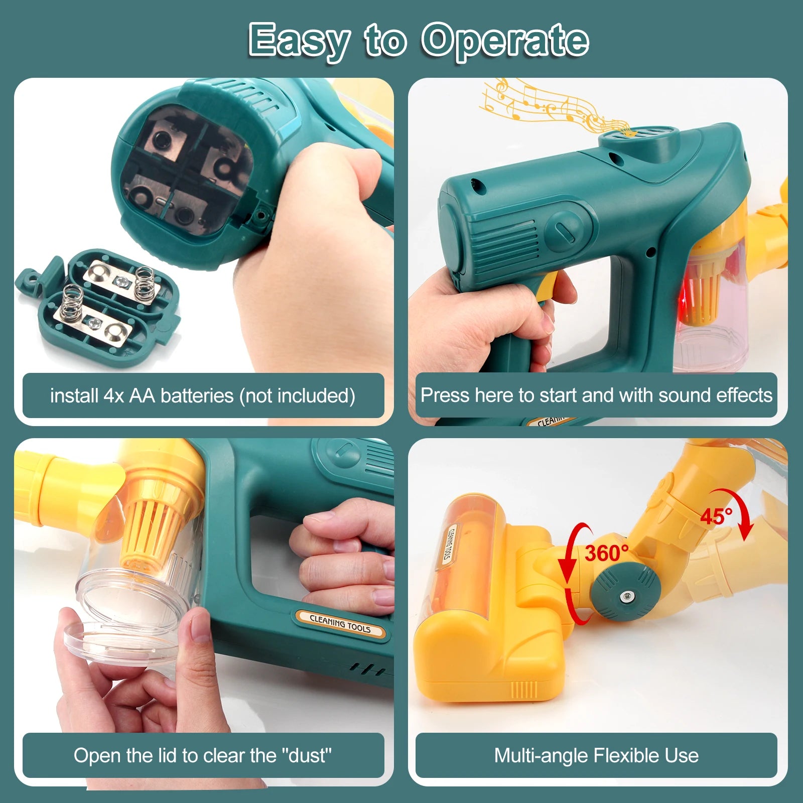 Electric Mini Vacuum With Light and Music Cleaner Simulation Housework Dust Catcher Educational Pretend Play Toys for Kids Gifts