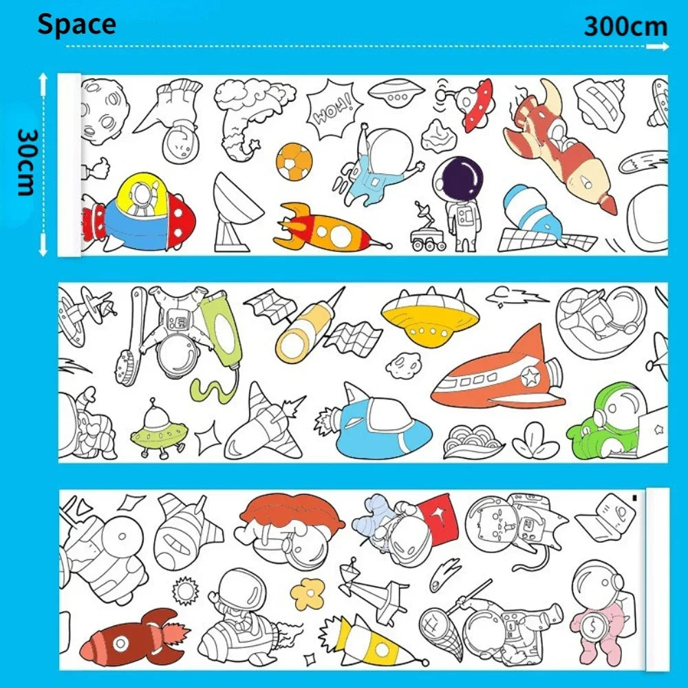Children Drawing Roll Sticky Color Filling Paper DIY Painting Graffiti Scroll Coloring Paper Rolls for Kids Educational Toy Gift
