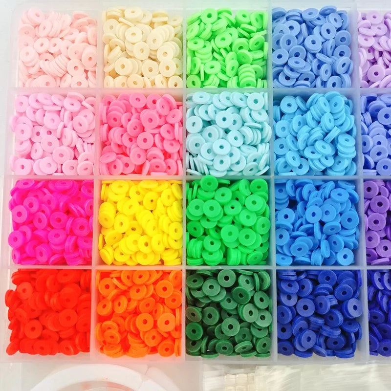 Rainbow Color Flat Chip Beads For Boho Bracelet Necklce Making Letter Beads Accessories Kit DIY Toys for Kids Adult Xmas Gift