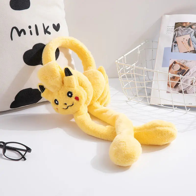 Pikachu Ears Can Move Earmuffs Cute Jumping Bunny Ears Moving Earmuffs Plush Winter Warm Earmuffs Headphone Personality Gift