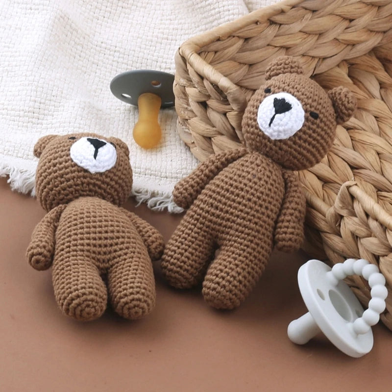 Crochet  Sleep Bear Toy for Baby First Stuffed Animal Friend Sleeping Buddy Newborn Photo Prop Christmas Gift