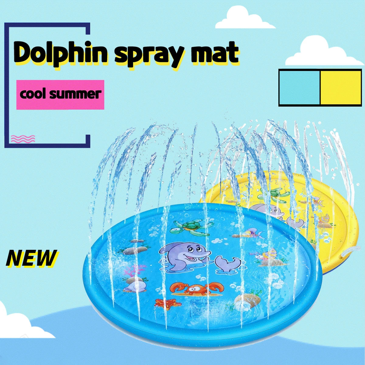 170cm Summer Children Swimming Pool Inflatable Water Sprinkler Pad Play Cooling Mat Outdoor Interactive Toy for Kids Toys
