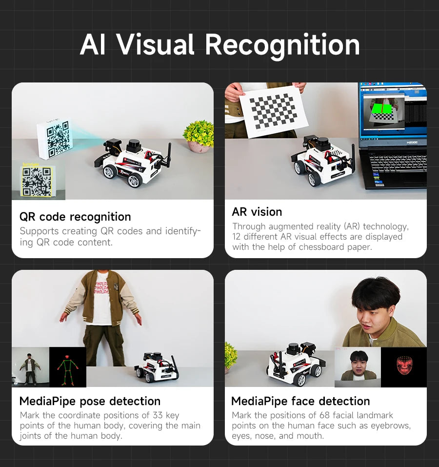 Raspberry Pi 5 Car ROS2 Educational Robot Kit with MS200 TOF Lidar Support SLAM Mapping Navigation AI Visual Recognition Python3
