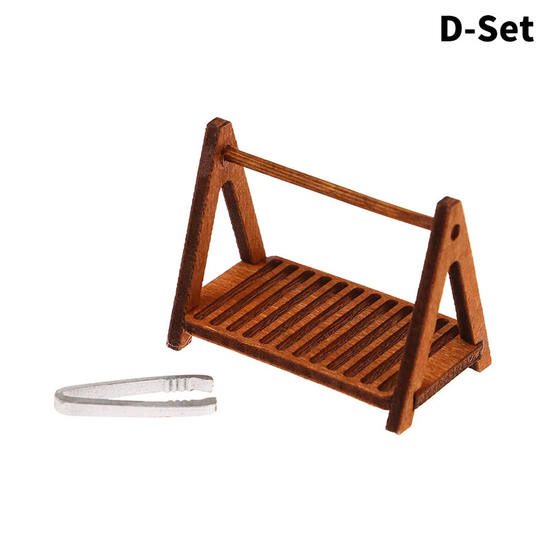 1 Set 1:12 Dollhouse Miniature Bread Rack Cake Shelf Storage Box/Basket W/Baking Clip Scene Decor Doll House Accessories