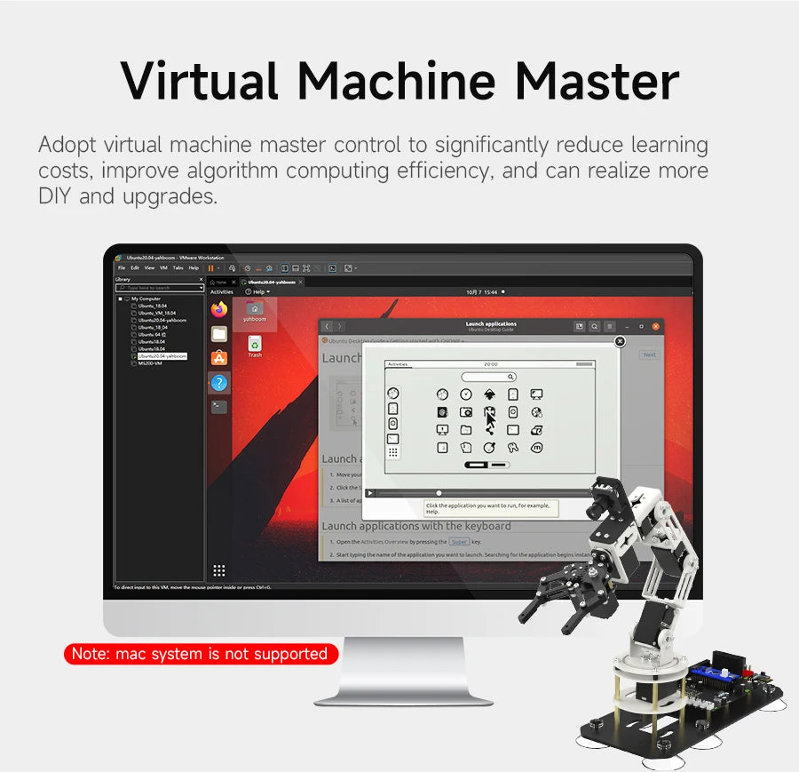DOFBOT SE AI Vision Robotic Arm Virtual Machine Version 6DOF with ROS System Use Python Programming  For Windows Computer
