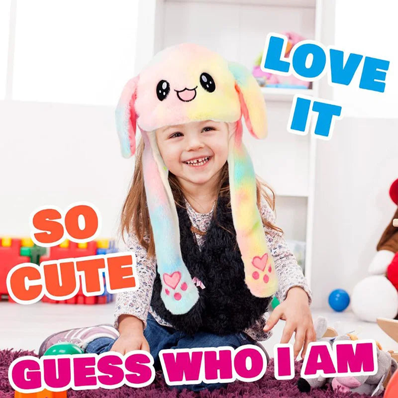 Ear Moving Bunny Hat Cute Costume Cosplay Party Funny Cartoon Game Hat Plush Jumping up Ear Move Hat Novelty Cap for Kids Adult