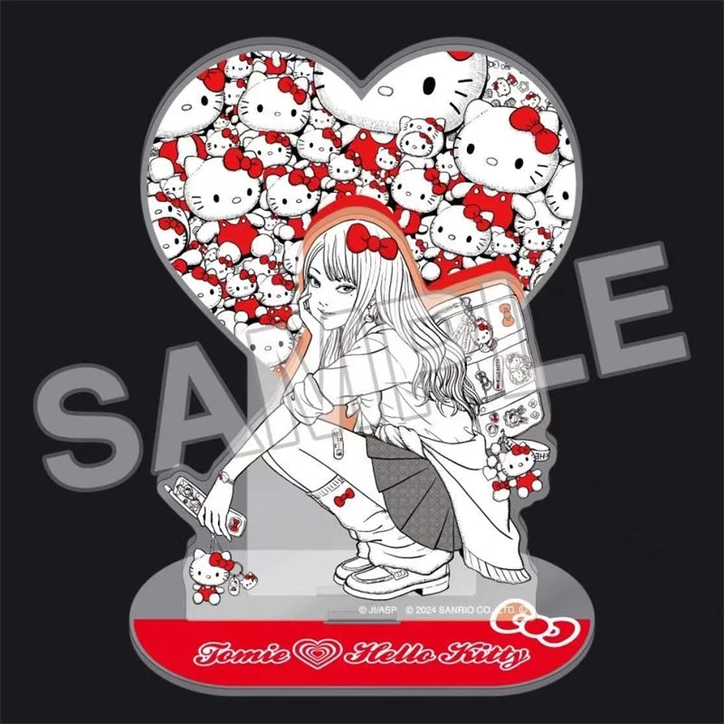 Sanrio Hello Kitty Tomie Junji Ito Sign Jointly Badge Standing Board Keychain Cartoon Humanoid Standing Board Anime Peripheral