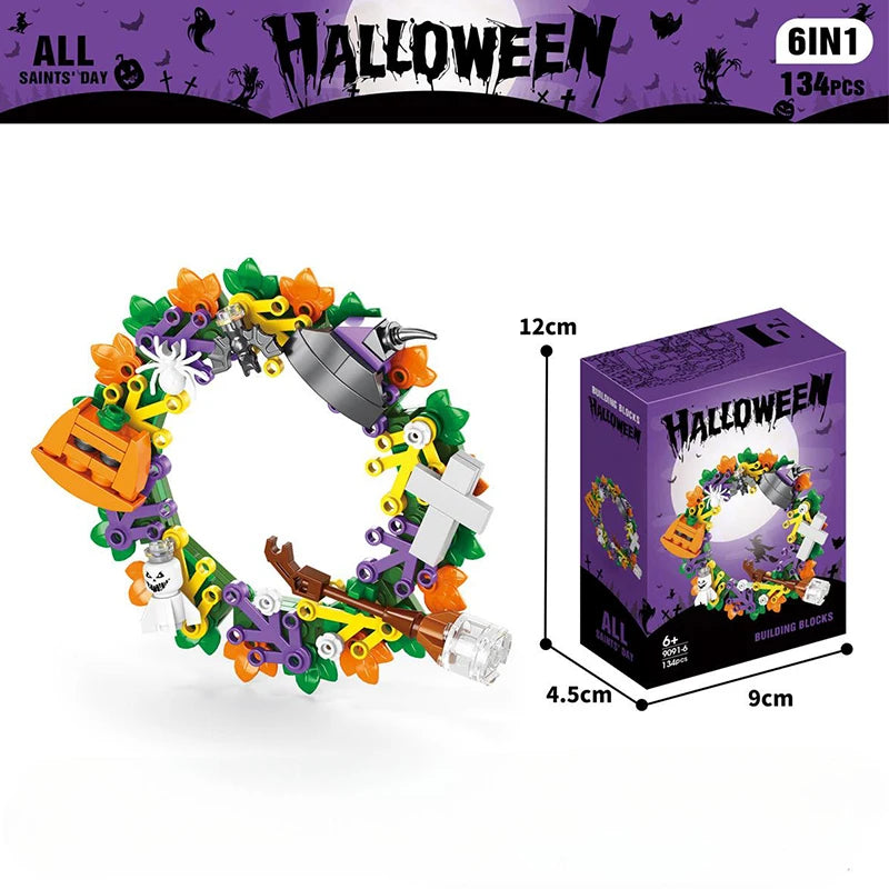 603PCS Halloween Building Block Set Pumpkin House DIY Educational Building Block Toy Children's Festive Gifts for Home Decor