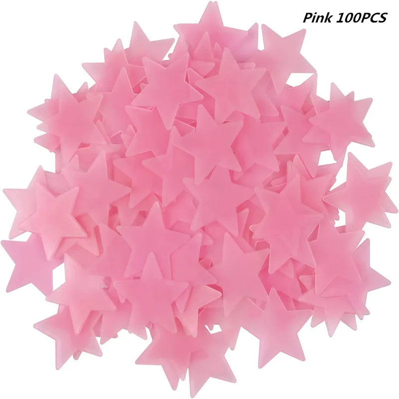 3D Hollow Star Energy Storage Fluorescent Glow In The dark Luminous On Wall Stickers For Kids Room living Room Decal