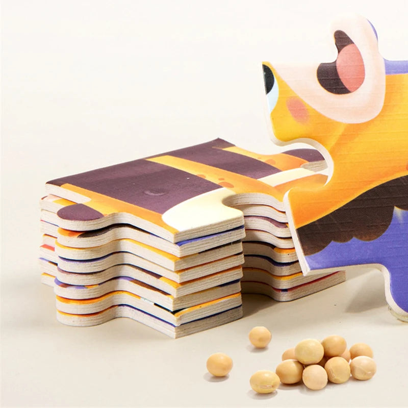 3 in 1 Cartoon Puzzle Book Baby Educational Toy Puzzle Folding Dinosaur Animal Travel Game Early Education Toy Gifts
