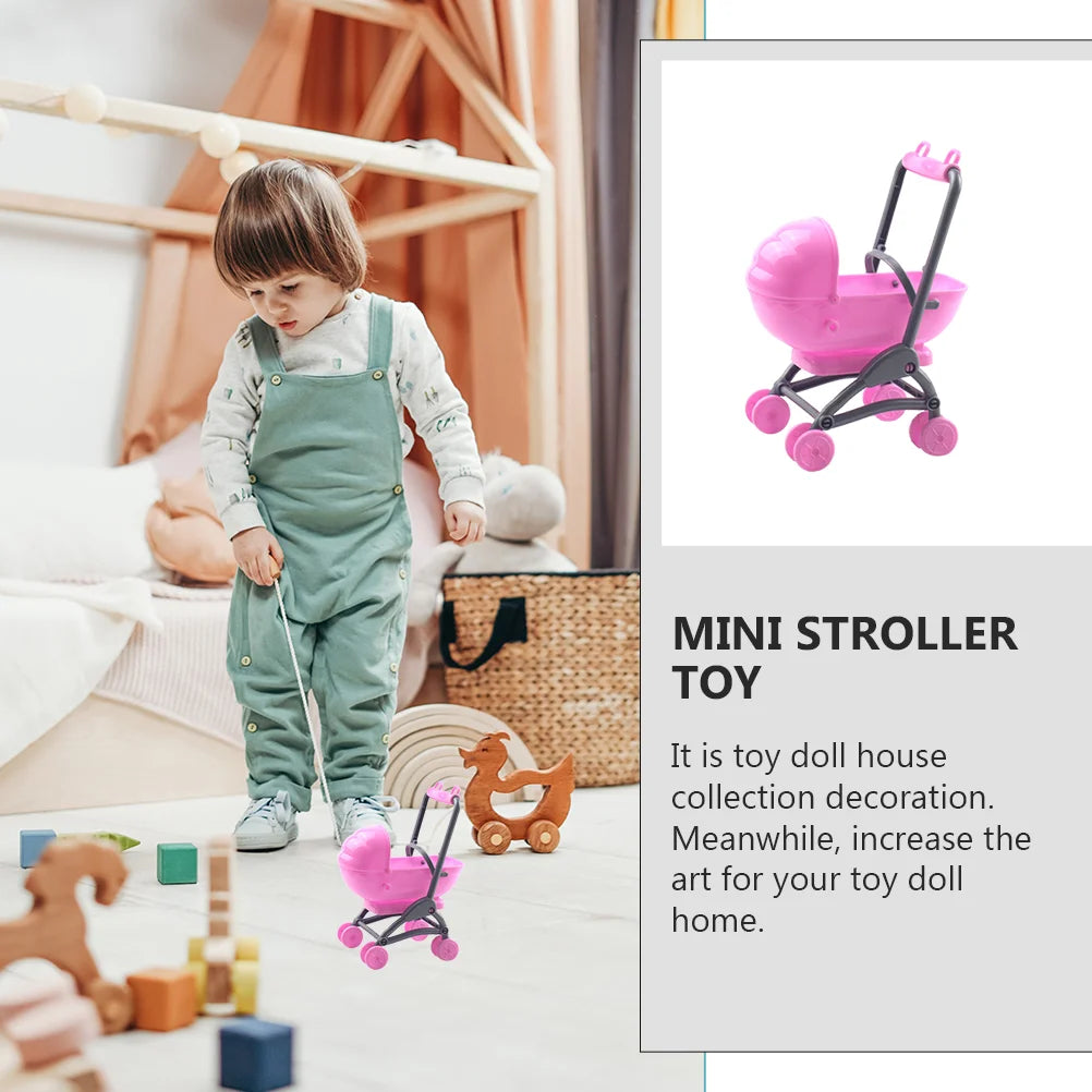 Mini Shopping Cart Simulated Stroller Furniture House Decoration Model Toy Simulation Plastic Mini Baby Carriage Playing