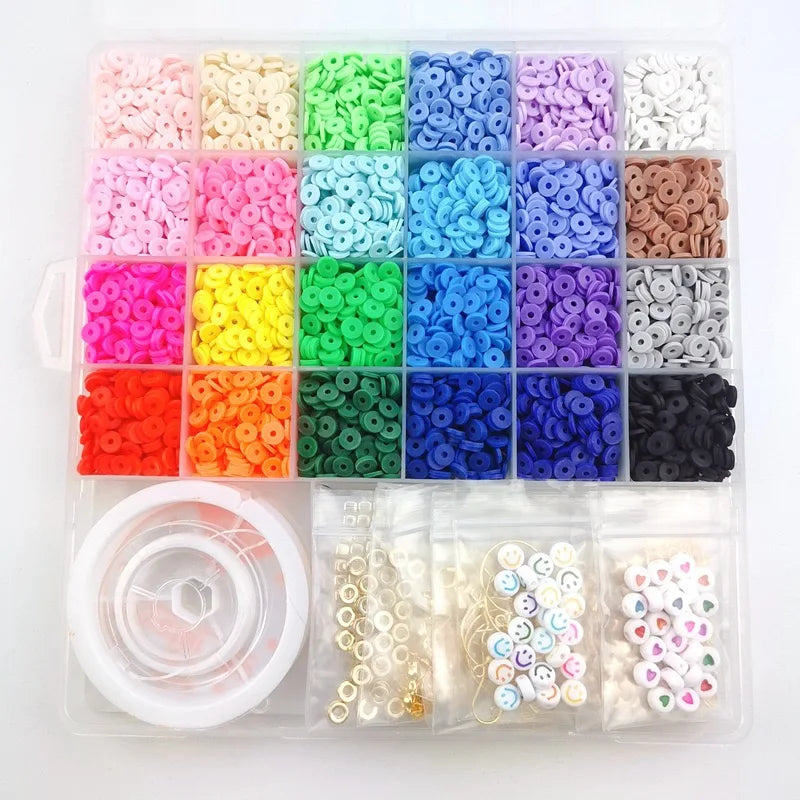 Rainbow Color Flat Chip Beads For Boho Bracelet Necklce Making Letter Beads Accessories Kit DIY Toys for Kids Adult Xmas Gift