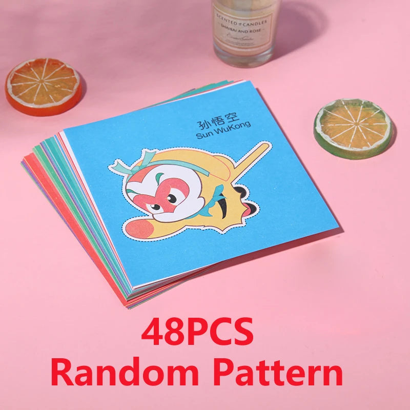 96Pcs/48Pcs Kids Cartoon Color Paper Folding and Cutting Toys Child Kingergarden Art Craft DIY Educational Toy kids craft