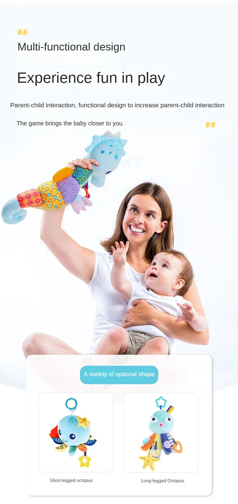 Baby Hanging Rattle Toys Plush Soft Animal Stuffed Handbells Educational Infant Development Handle Toys for Stroller Crib
