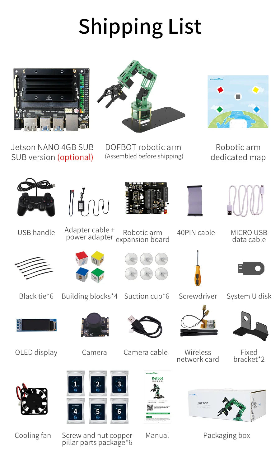 Yahboom 6DOF AI Visual Robotic Arm ROS Robot Kit Artificial Intelligence Robot with 15KG 6KG Servo for Jetson NANO 4GB CE ROHS