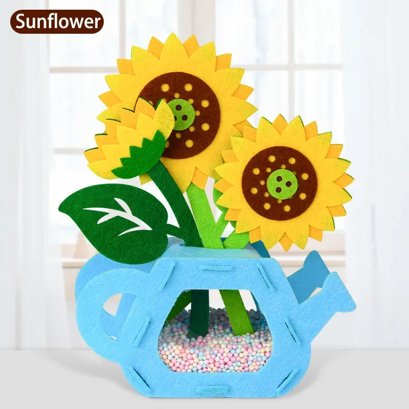 DIY Flower Toys Montessori Arts Crafts Non-weaving Handicrafts Flowerpot Toys for Kids Early Preschool Educational Funny Gifts