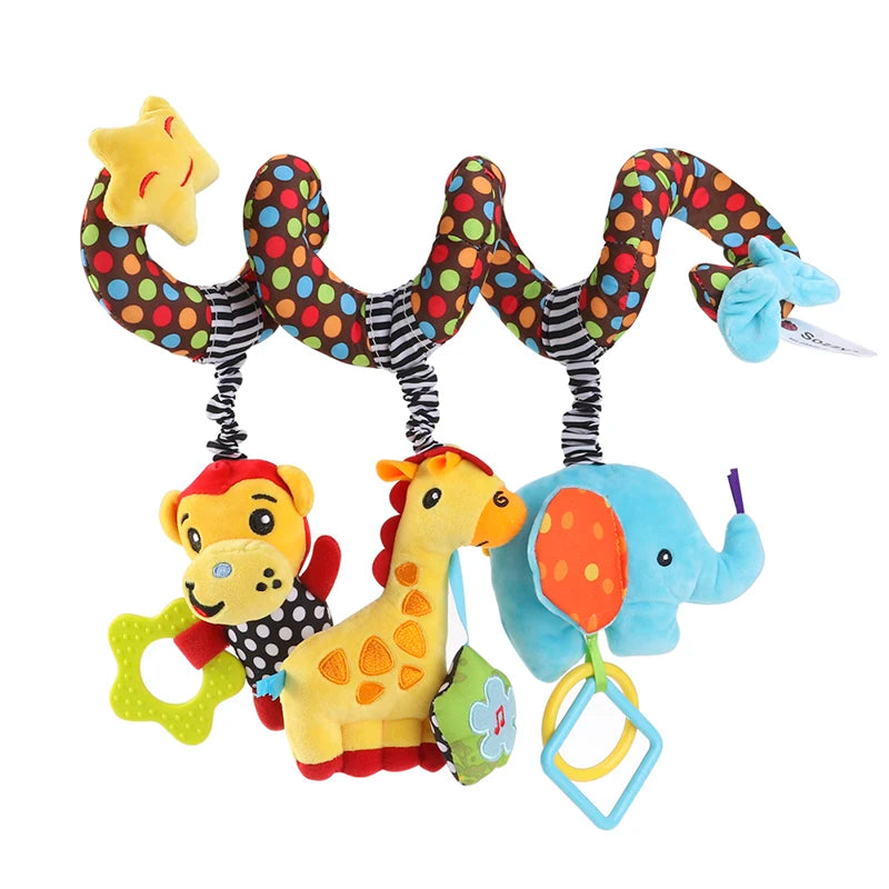 Baby Car Seat Stroller Spiral Hanging Toys Sensory 0-12 Months Newborn Toys Crib Bassinet Mobile Music Box BB Squeaker Rattles