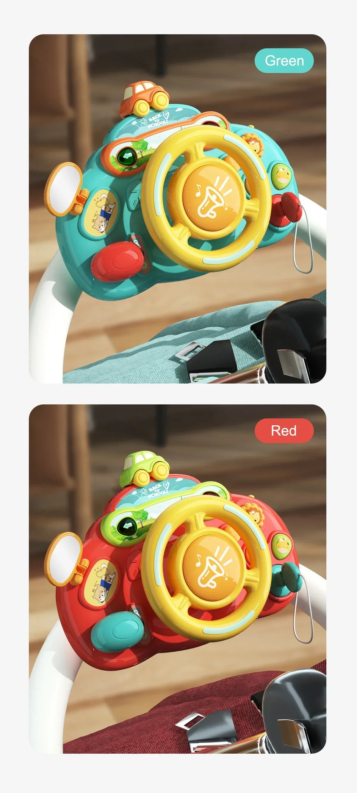 Baby Toy Electric Simulate Driving Car Copilot Steering Wheel Stroller Driving Early Educational Toys for 0-36 Months Toddler