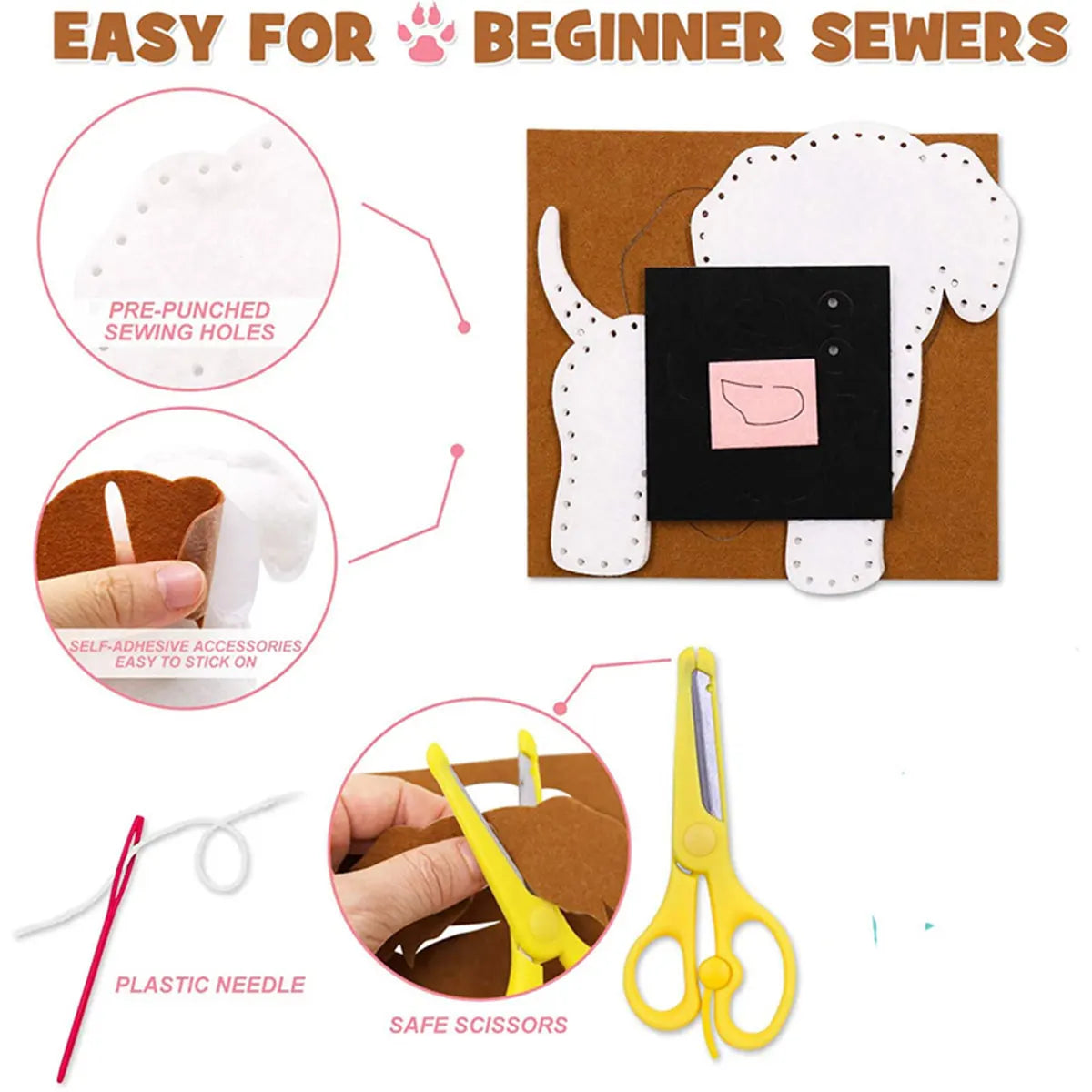 Kids Sewing Kit Fine Motor Skills DIY Fun Felt Animals Handmade Sewing Set Children Educational Toys Birthday Christmas Gifts