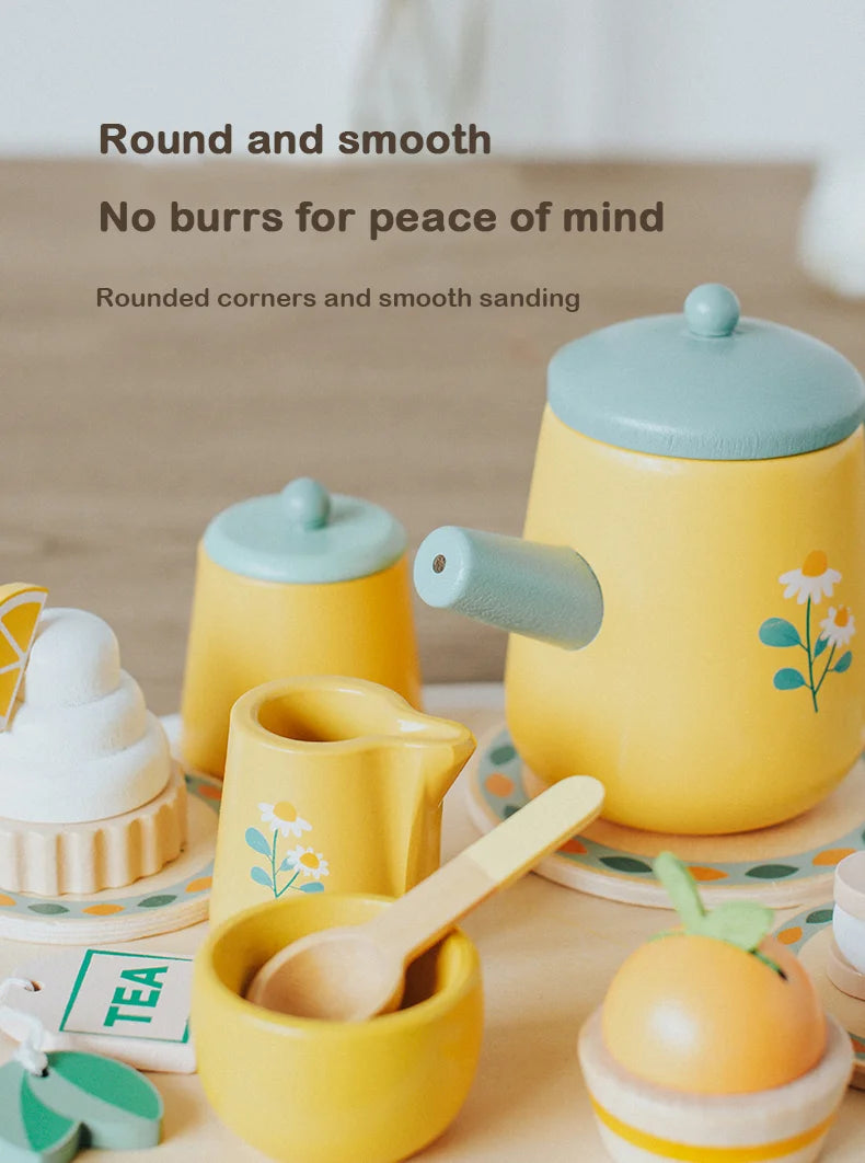 Children's Simulation Royal Afternoon Tea Toys, Early Learning Educational Toys, Wooden Simulation Dessert Cake, Role Playing